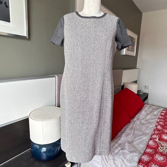 Talbots Luxurious Wool Shift Dress in Gray, Cream & Silver Winter US 6P - J2165 - Picture 3 of 9